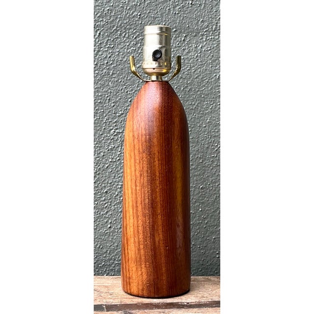 Vintage MCM Danish Wood Bullet Lamp For Sale - Image 10 of 12