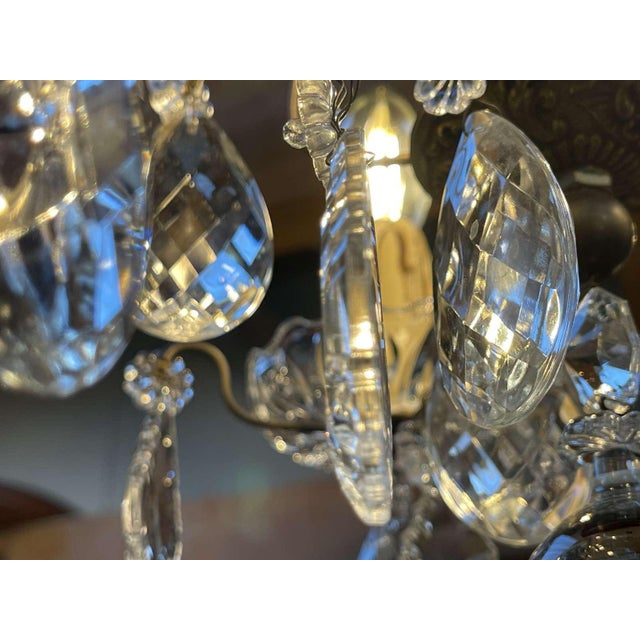 Early 20th Century Three-Light Chandelier in Bronze and Cut Crystal For Sale - Image 9 of 12