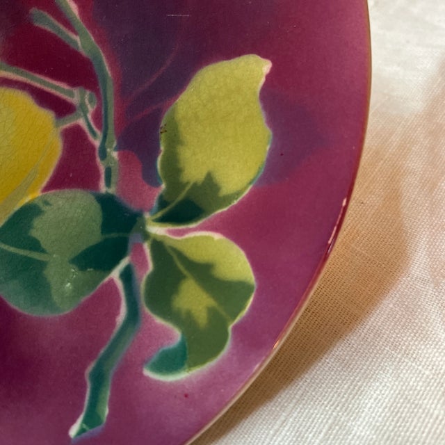 Purple Circa 1900s French K & G Luneville Hanging Pear Plate For Sale - Image 8 of 9