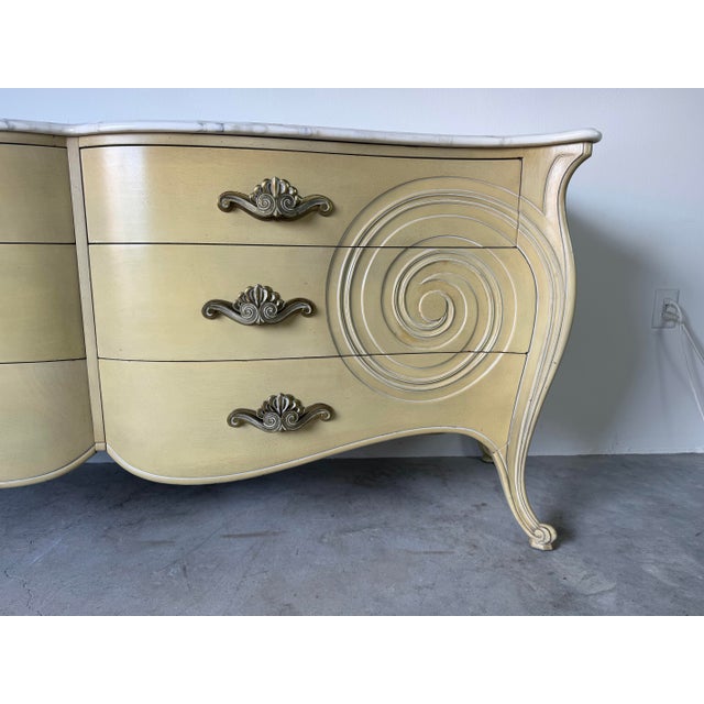 1970s Vintage Grosfeld House French Rococo Style Marble Top Double Dresser For Sale - Image 5 of 13