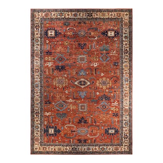 Serapi, One-of-a-Kind Hand-Knotted Runner Rug - Orange, 12' 0" x 17' 7" For Sale