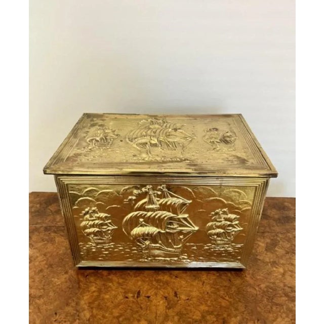 1920s Ornate Brass Coal Box, 1920s For Sale - Image 5 of 6