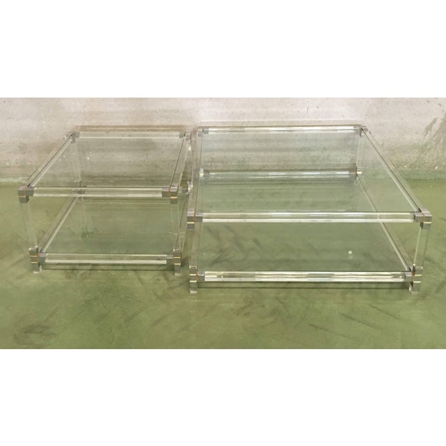 Pair of Late 20th Century Square Lucite Coffee Tables with Chromed Metal Details For Sale - Image 10 of 18