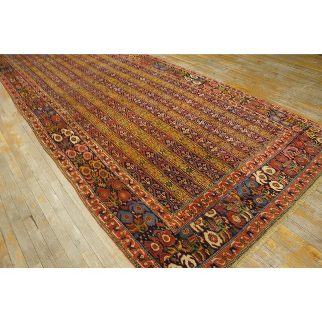 Textile A Allover-Geometric Design Antique Persian Bijar Gallery Rug With Red Background Color For Sale - Image 7 of 12