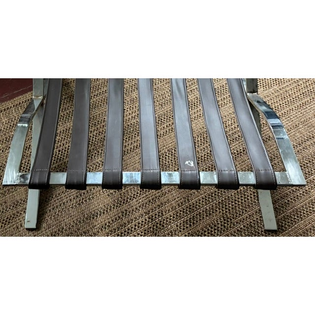 Metal Vintage Barcelona Style Chrome and Leather Chair For Sale - Image 7 of 12
