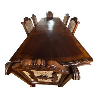 Solid Wood 8-Seater Dining Table – Handcrafted Hardwood For Sale