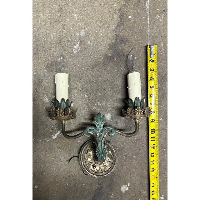 Spanish Revival Antique Wall Sconce- Set of 3 For Sale - Image 3 of 8