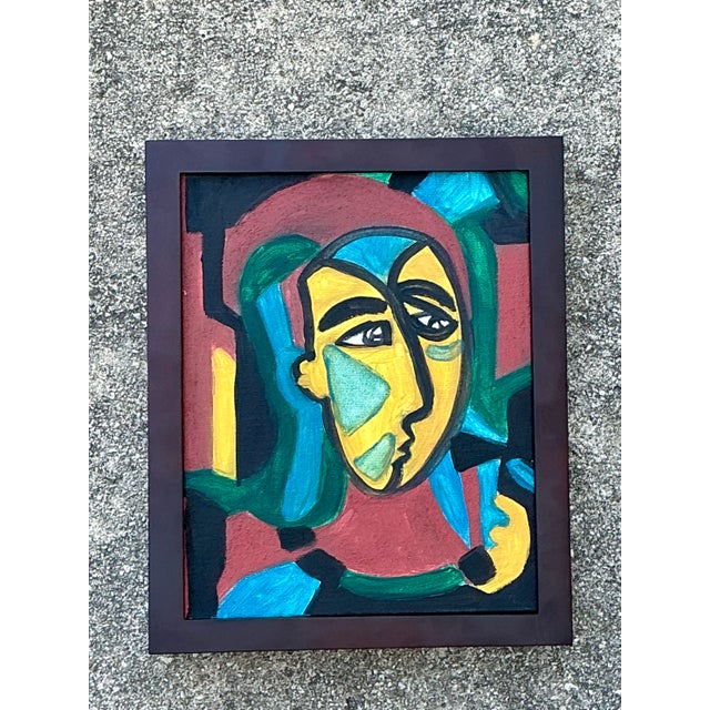 Vintage Original Abstract Figurative Oil on Canvas For Sale - Image 12 of 12