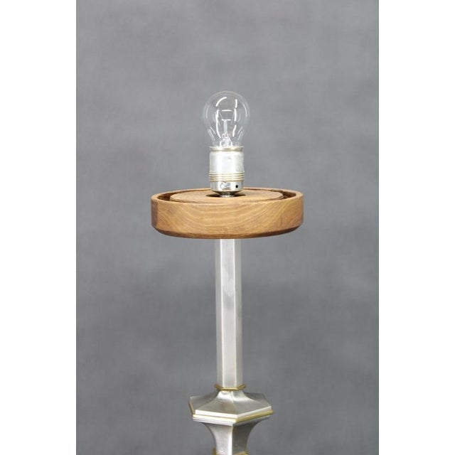 Metal Nickel Floor Lamp with Glass Shade, 1940s For Sale - Image 7 of 11