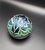 Modern Orient & Flume Signed Flower Shield Art Glass Paperweight 1979 Iridescent Blue For Sale - Image 3 of 18
