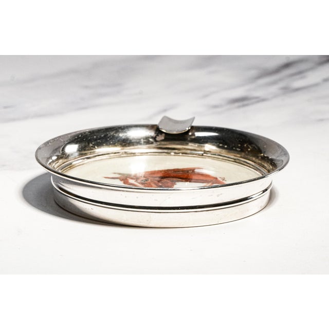 Lovely Hand Painted Horse Equestrian Theme Vintage English Sterling Silver Ashtray Paperweight Catchall Home Decor For Sale - Image 9 of 16