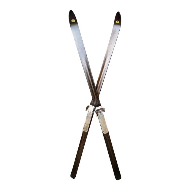 Antique Paris Mfg. Co. Wooden Skis – South Paris, Maine – Vintage Downhill Skis with Original Metal Bindings – Rustic Ski...