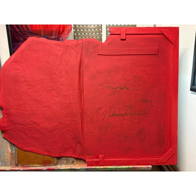 Natasha Lelenco, Fragmented Portrait with Red Surface Expansion Inspired by the Dream of Ariadne, 2023, Mixed Media For Sale - Image 9 of 12