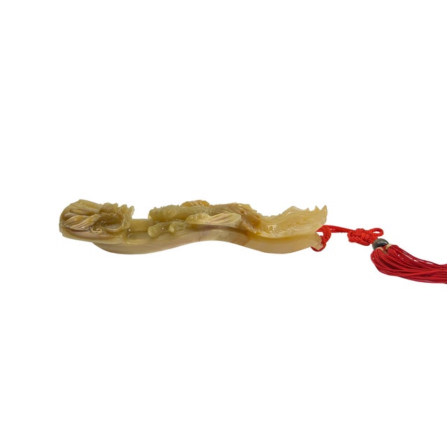 Stone Chinese Natural Color Stone Dragon Theme Ru Yi Display Figure For Sale - Image 7 of 8