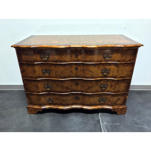 Chippendale Inlaid Banded Burl Wood Serpentine Four Drawer ...
