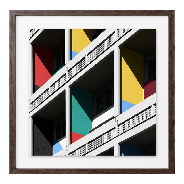“Corbusierhaus Berlin 13” Giclee Archival Pigment Print 24x24 Framed in Walnut For Sale
