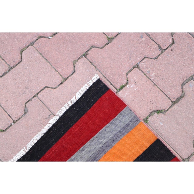 1980s Ethnic Design Cappadocia Hand Knotted Natural Wool Kilim Runner Rug For Sale In Sacramento - Image 6 of 12