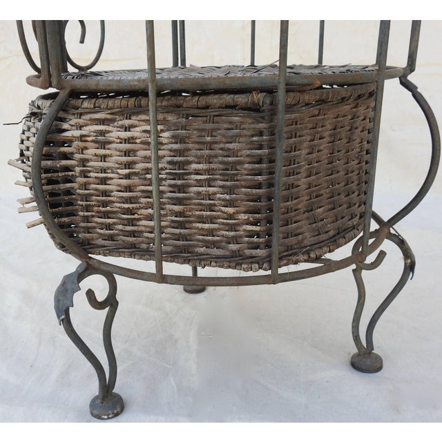 Mid-Century Iron and Wicker Wine Rack For Sale - Image 9 of 13