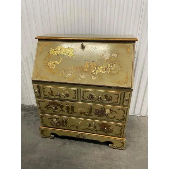 Chinoiserie Secretary Desk & Hutch by Trouvailles Furniture For Sale In Chicago - Image 6 of 9