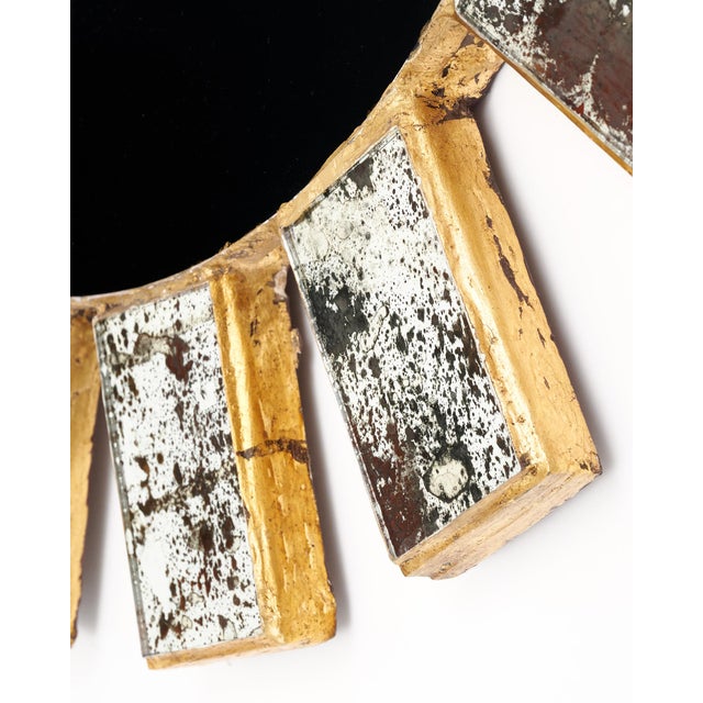 Black Glass Covered Vintage Sunburst Mirror For Sale - Image 8 of 9