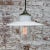 White Enamel, Clear Glass, Porcelain & Brass Pendant Lamp, 1950s For Sale - Image 4 of 5