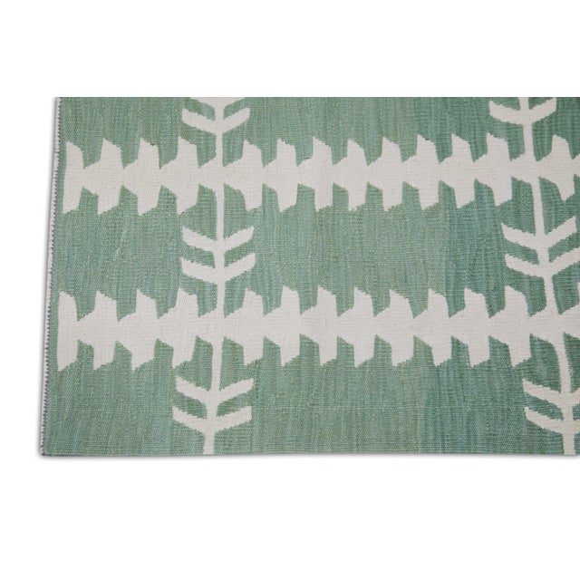 Modern Green Modern Handmade Kilim Rug 2'11" X 4'9" For Sale - Image 3 of 6