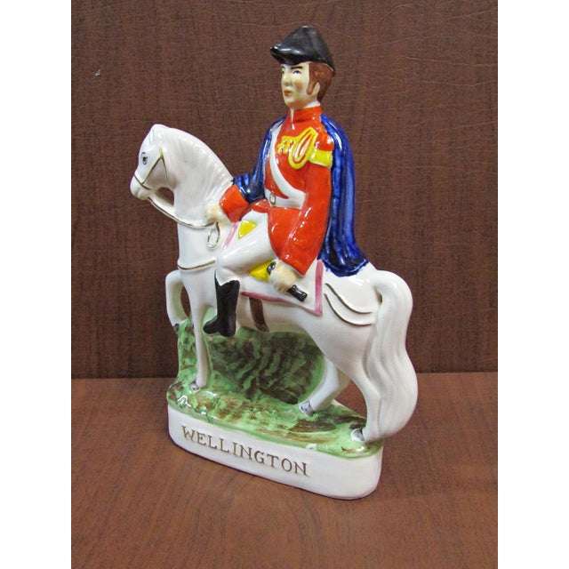 White Antique Staffordshire Style Wellington Horseback Figurine Ceramic 10" L For Sale - Image 8 of 12
