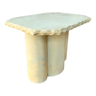 Vintage Post Modern Faux Marble Resin Side Table For Sale