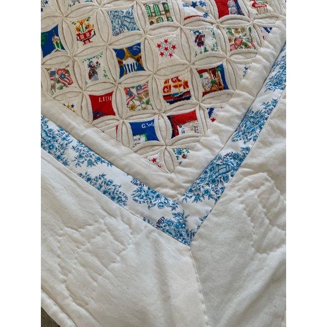 1976 Handmade Cathedral Window Quilt – American Bicentennial Theme – 76” X 98” For Sale In Minneapolis - Image 6 of 10