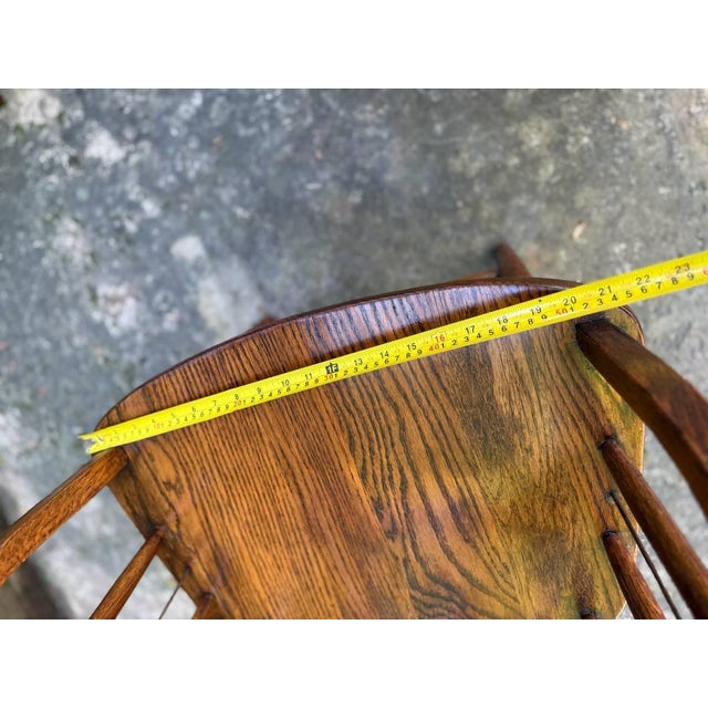 Pair of Arts and Crafts Firehouse Oak Windsor Pub Chairs For Sale - Image 12 of 17