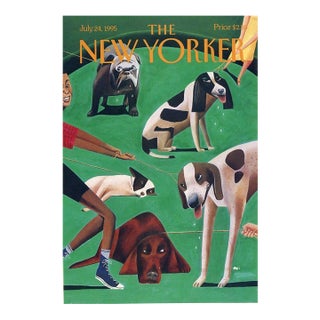 1995 Original New Yorker Magazine Cover by Mark Ulriksen, July 24, Dogs For Sale