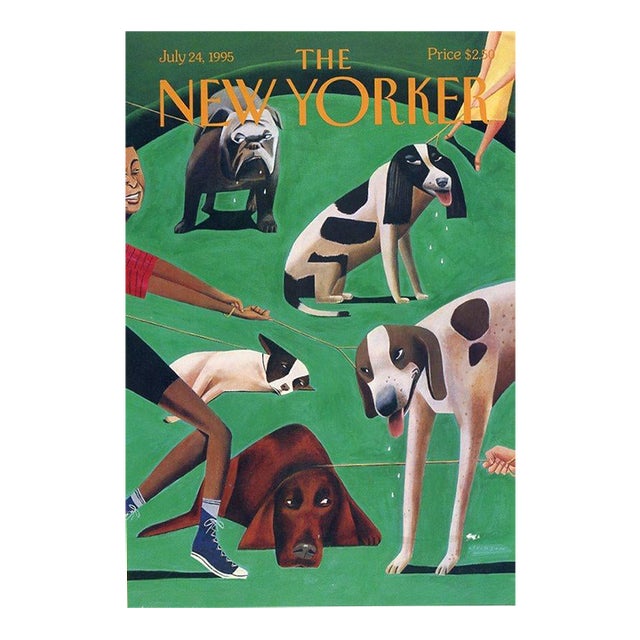 1995 Original New Yorker Magazine Cover by Mark Ulriksen, July 24, Dogs For Sale