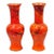 Pair of Vintage Red Lava Drip Glazed Mid Century Modern Ceramic Pottery Vessel Vase For Sale