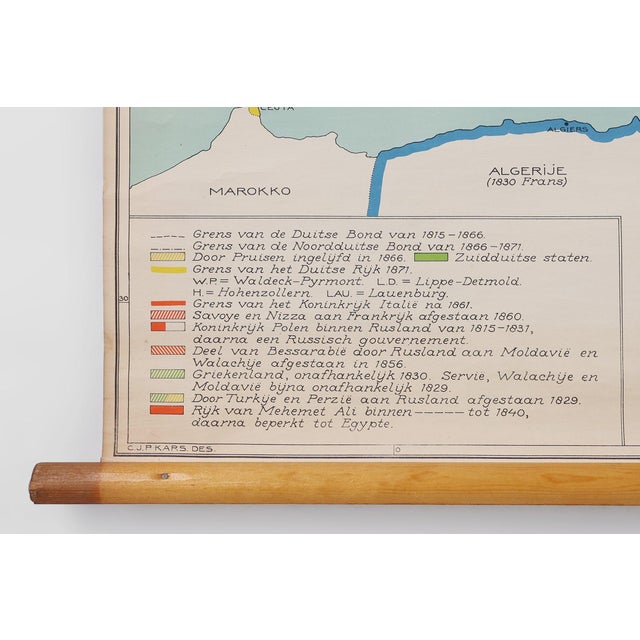 Vintage School Wall Map of Europe 1815-1871, Belgium, 1950s For Sale - Image 4 of 11