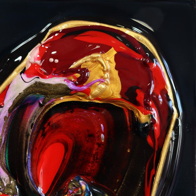 Love and Wild XX - Colorful Impasto Textured Heart Artwork on Black Wood Panel by Cynthia Coulombe-Bégin For Sale In Los Angeles - Image 6 of 9