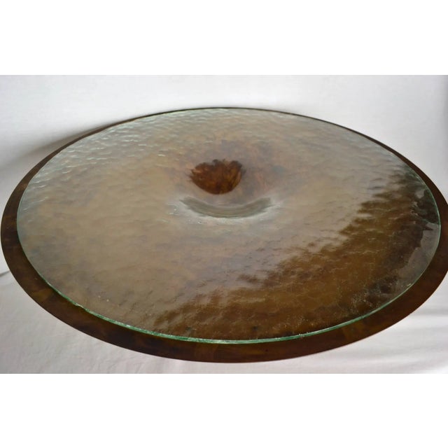 Monumental Vintage Glass Lined Copper Pedestal Bowl For Sale - Image 4 of 5