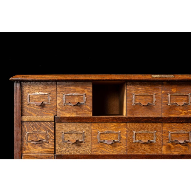 Early 20th Century Tiger Oak Puzzle Box Card Catalog For Sale - Image 10 of 14