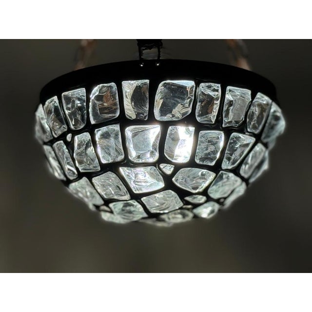 Art Nouveau Pendant Lamp with Slack Glass in Rock Crystal Optics, Germany 1920s For Sale - Image 13 of 16
