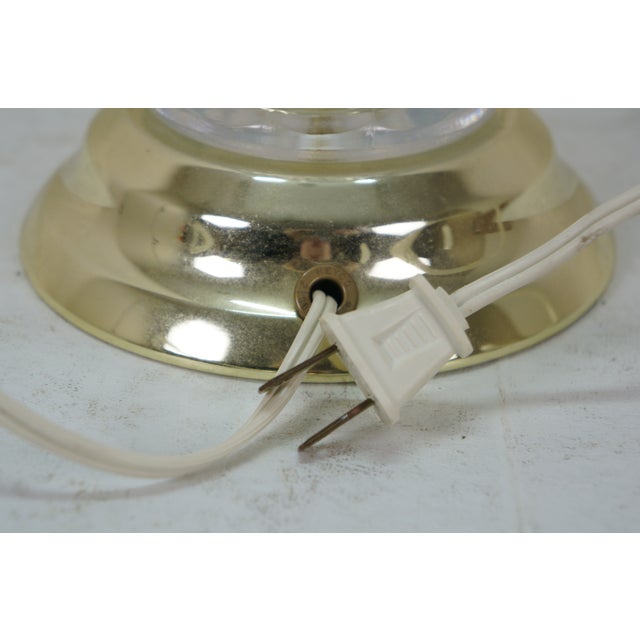 Mid 20th Century Heyco Brass Cut Crystal Vase Urn Table Lamp W Angel Trumpet Horn Finial 27" For Sale - Image 12 of 12