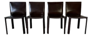 Vintage Italian Mario Bellini Style Brown Leather Dining Chairs – Set of 4