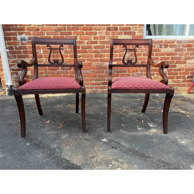 Vintage Regency Duncan Phyfe Style Harp Back Lyre Back Dining Chairs by Hathaway's . Solid wood frame, sturdy and strong...