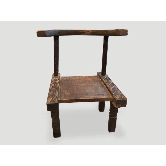 Tribal Antique African Wooden Chair or Side Table For Sale - Image 3 of 18