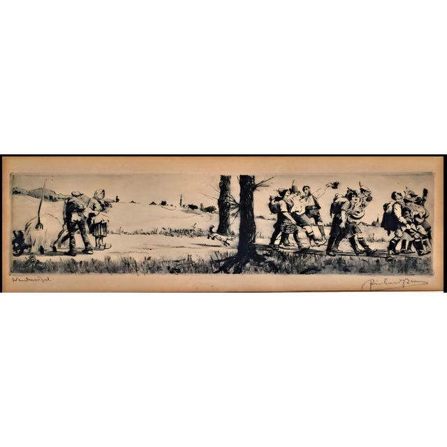 Early 20th Century Early 20th Century Signed Richard Bloos “Wandervögel” German Etching, Gilt Framed 1878–1957 For Sale - Image 5 of 12