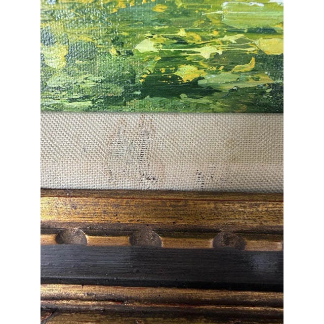 Vintage Karin “Picnic” Impressionist Oil on Canvas Painting – Framed For Sale - Image 10 of 12