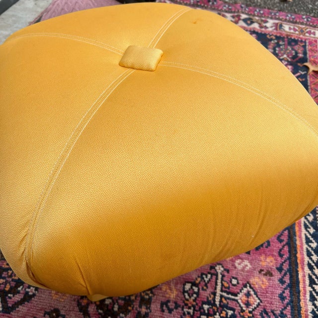 Wood 1980 Marge Carson Style Souffle Pouf Ottoman in Gold For Sale - Image 7 of 8