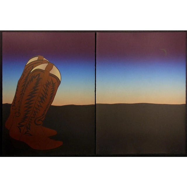 1980s Noel DeGaetano "End of an Era" Diptych Signed & Numbered Collagraph Artwork, 2pc For Sale - Image 9 of 9