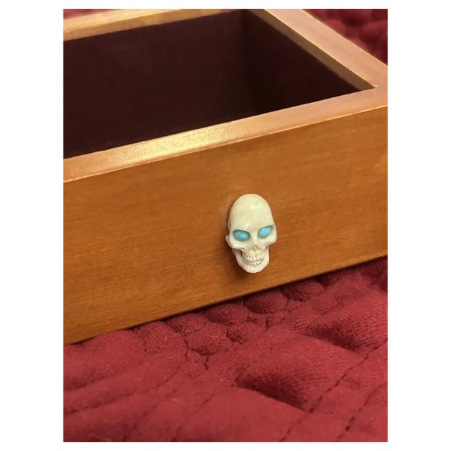 Ooak, Carved,Wood, Buffalo Box/Skull Turquoise For Sale - Image 4 of 10