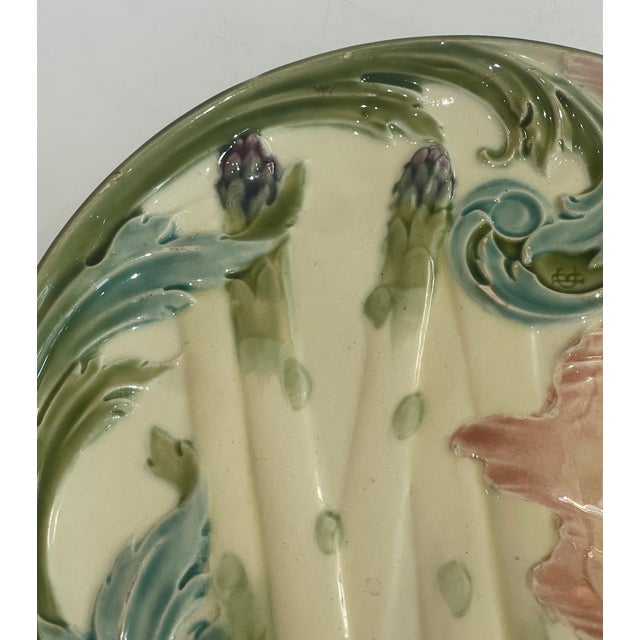 Late 19th Century Majolica Art Nouveau Asparagus Plate by Keller Et Guérin (Kg) Lunéville For Sale - Image 5 of 11
