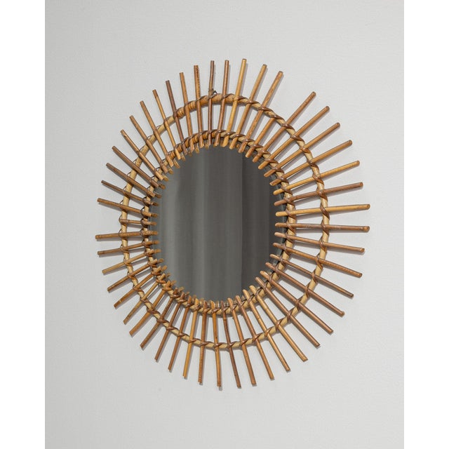 Wood 19th Century France Tan Bamboo Mirror For Sale - Image 7 of 10