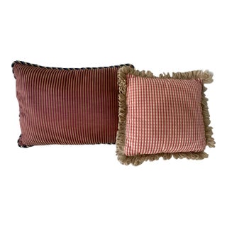 1970s Two Lumbar Pillows With Stripes For Sale